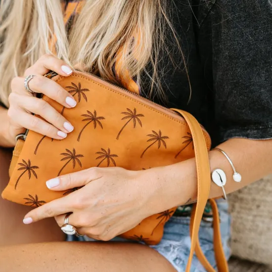 Hand bag / cross body bag Tropical Palm Cute Leather Clutch 4 qajune_5